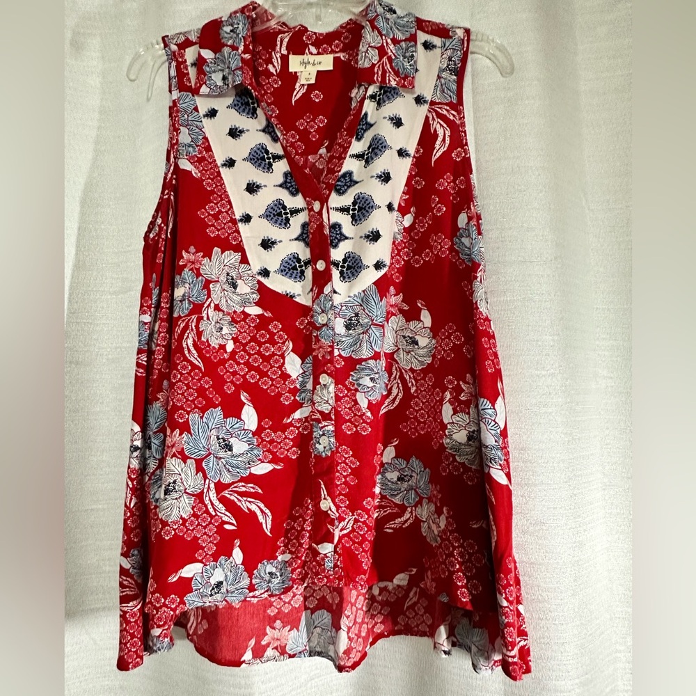Style & Co. Red Floral Tank Top
